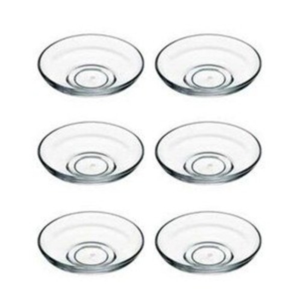 Pasabahce Heybeli Turkish Tea‎ Saucers Set of 6 Clear Glass Plates 42361 New